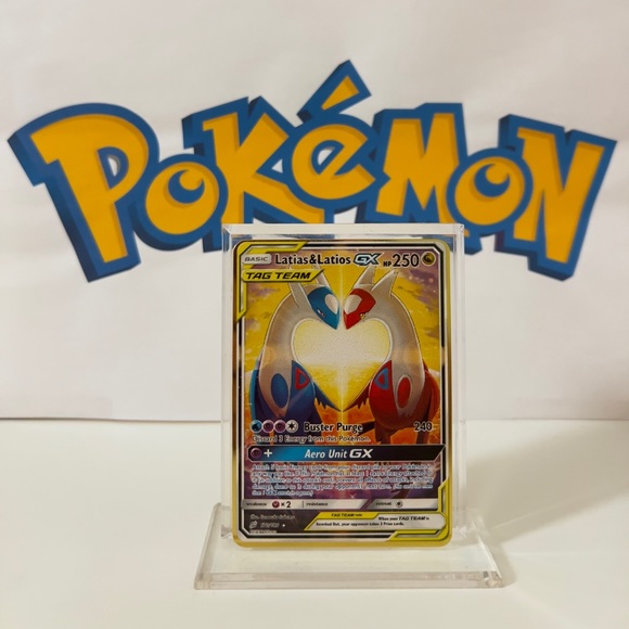 COPY - Pokémon Latias & Latios GX 170/181 Fan Art Metal Gold Card - Picture 1 of 3